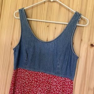 Vintage Summer Dress Denim Small Floral
